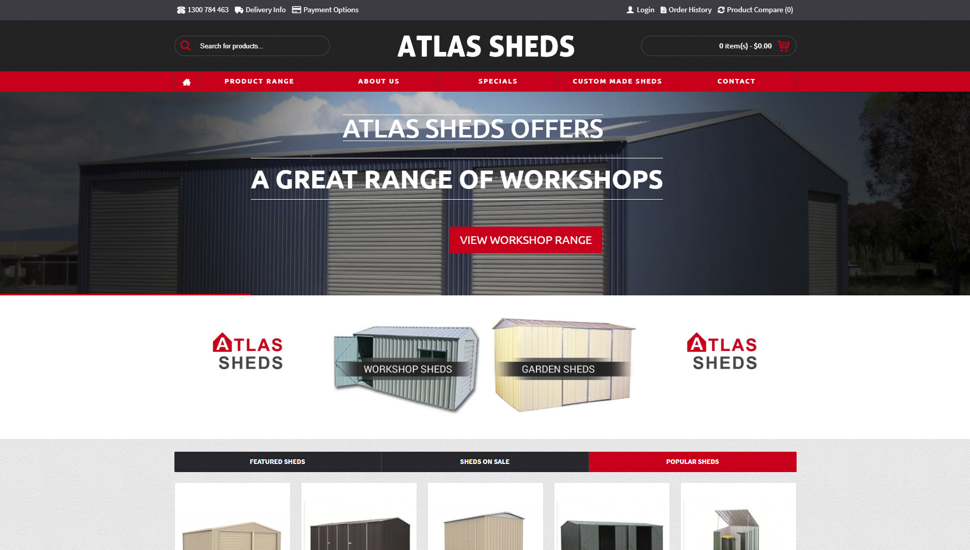 Atlas Sheds - Website Design Brisbane North - Orgenen